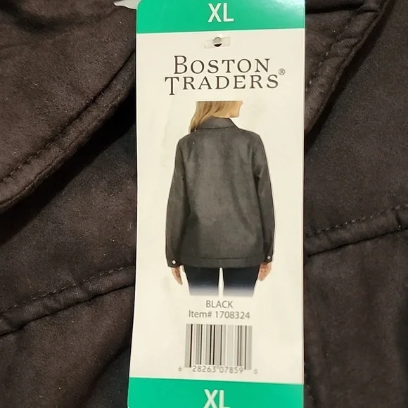 Boston Traders NWT Women's Black Faux Suede Sherpa Utility Trucker Jacket Sz XL - Picture 13 of 16